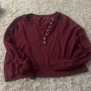 Aerie Maroon Button-Down Sweater